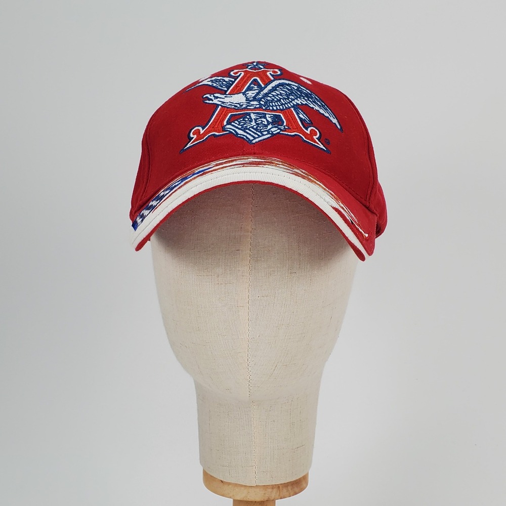 Budweiser Hat Red American Flag Eagle Logo Anheuser Busch Adjustable BaseballCap